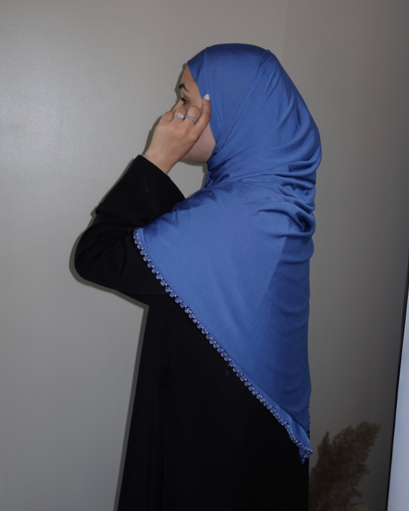 Voile perlé - Jersey premium Bleu